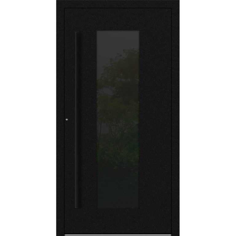 Aluminium-Haustür Feldmann und Mayer P90 und SL75 Design Blackline RC2 M28 in Schwarz mit Glaseinsatz
