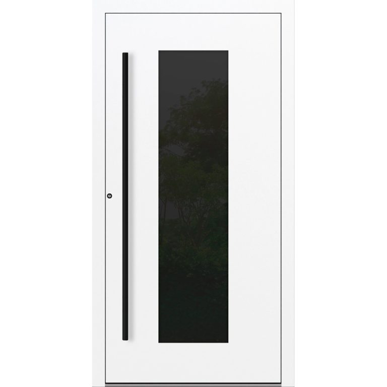 Aluminium-Haustür Feldmann und Mayer P90 und SL75 Design Blackline RC2 M28 in Weiß mit Glaseinsatz