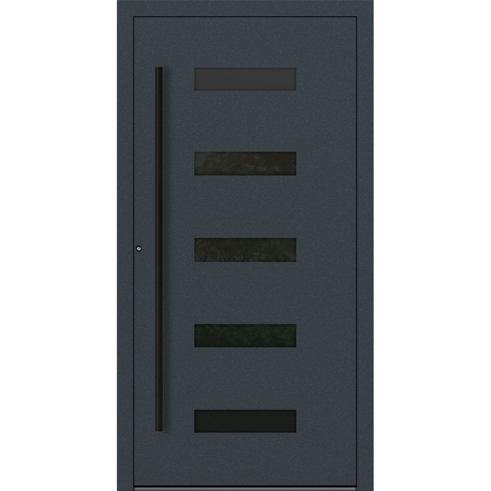 Aluminium-Haustür Feldmann und Mayer P90 und SL75 Design BLackline RC2 M31 in Anthrazit RAL7016 mit fünf Glaseinsätzen