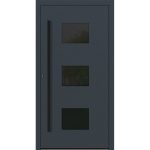 Aluminium-Haustür Feldmann und Mayer P90 und SL75 Design Blackline RC2 M310 mit drei Glaseinsätzen in Anthrazit RAL7016