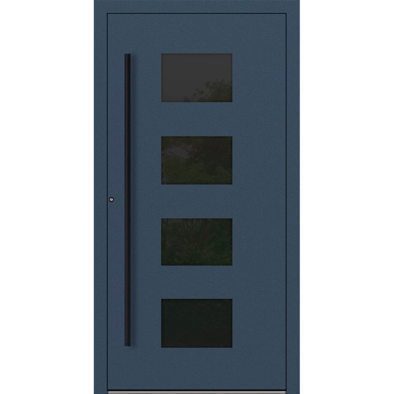 Aluminium-Haustür Feldmann und Mayer P90 und SL75 Design Blackline RC2 M311 in Dunkelblau