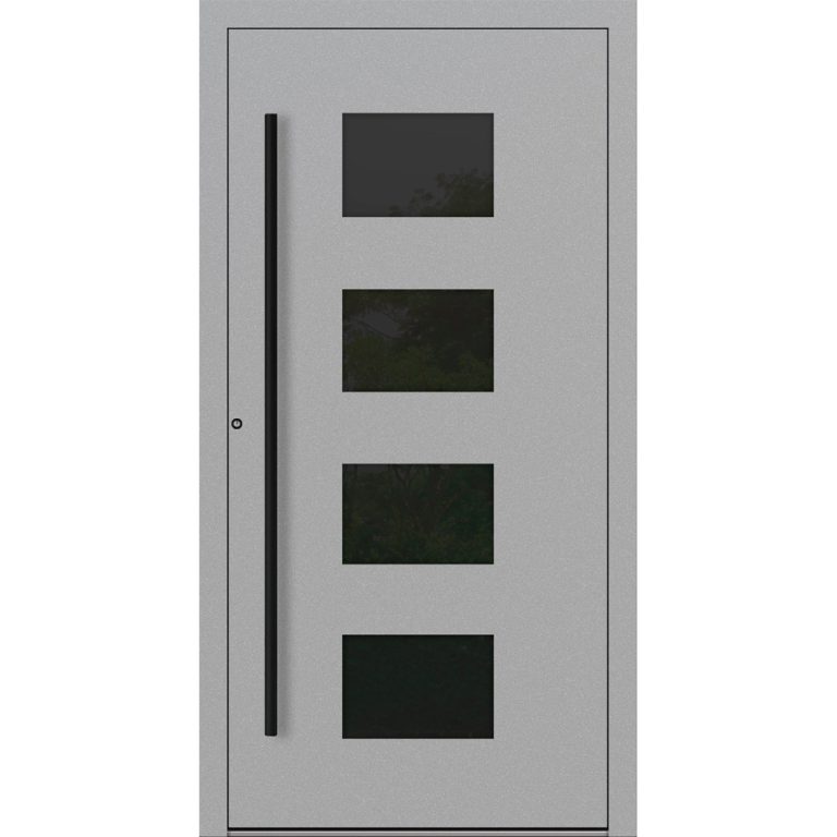 Aluminium-Haustür Feldmann und Mayer P90 und SL75 Design Blackline RC2 M311 in Grau