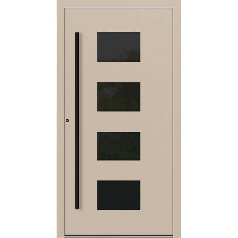 Aluminium-Haustür Feldmann und Mayer P90 und SL75 Design Blackline RC2 M311 in Elfenbein