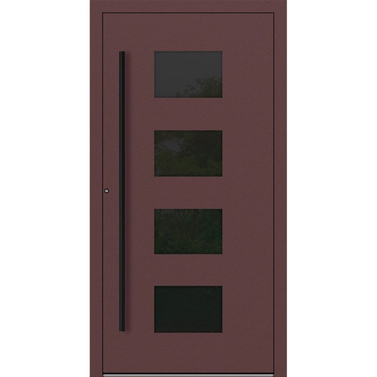 Aluminium-Haustür Feldmann und Mayer P90 und SL75 Design Blackline RC2 M311 in Rotbraun