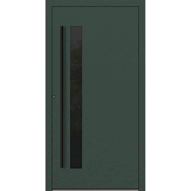 Aluminium-Haustür Feldmann und Mayer P90 und SL75 Design Blackline RC2 M34 in Tannengrün