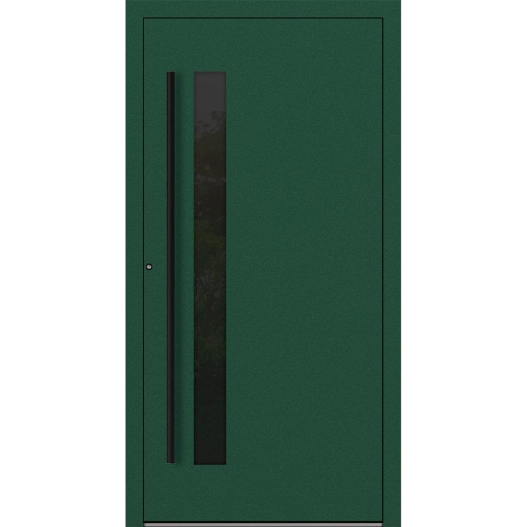Aluminium-Haustür Feldmann und Mayer P90 und SL75 Design Blackline RC2 M34 in Moosgrün