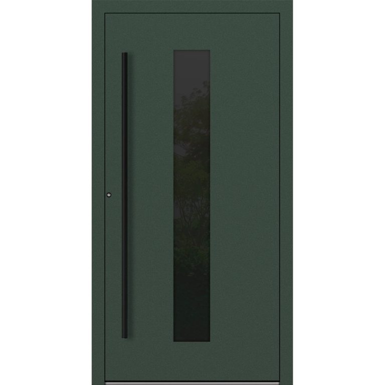 Aluminium-Haustür Feldmann und Mayer P90 und SL75 Design Blackline RC2 M35 in Tannengrün