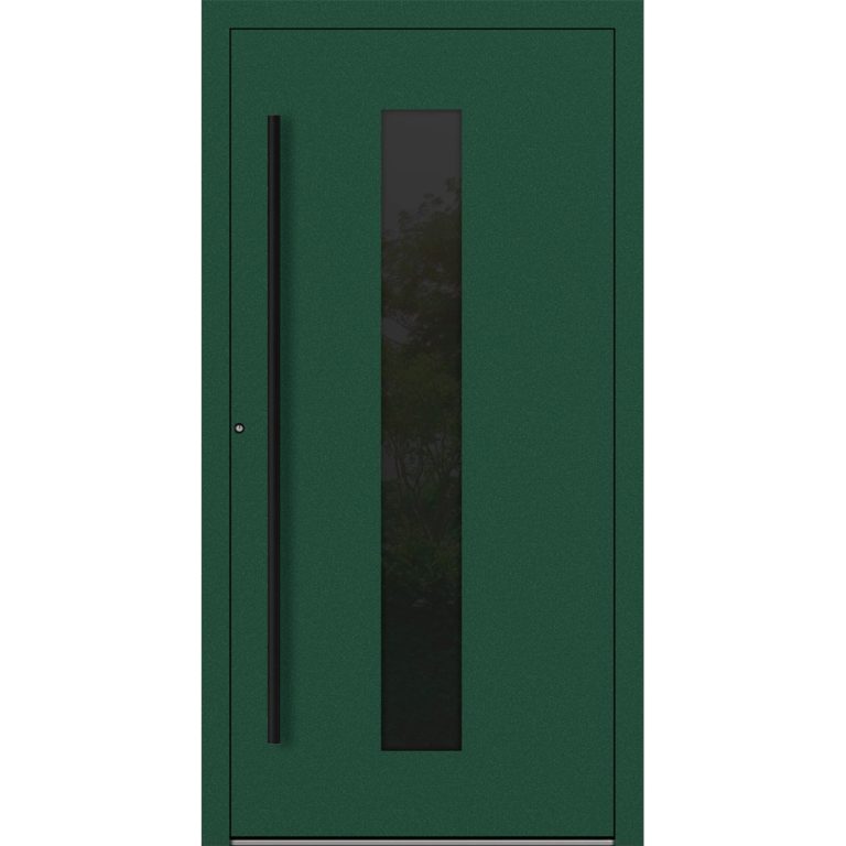 Aluminium-Haustür Feldmann und Mayer P90 und SL75 Design Blackline RC2 M35 in Moosgrün