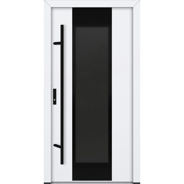 Feldmann und Mayer Aluminium-Haustür AC68 Design Blackline M28 in weiß
