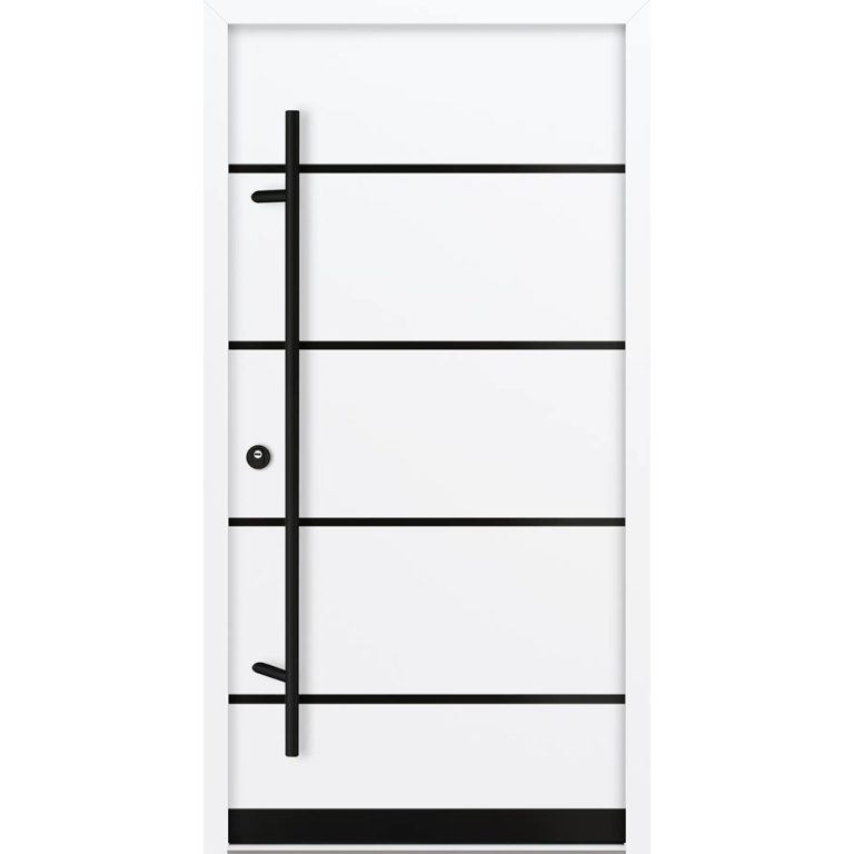 Feldmann und Mayer Aluminium-Haustür AC68 Design Blackline M22 in weiß