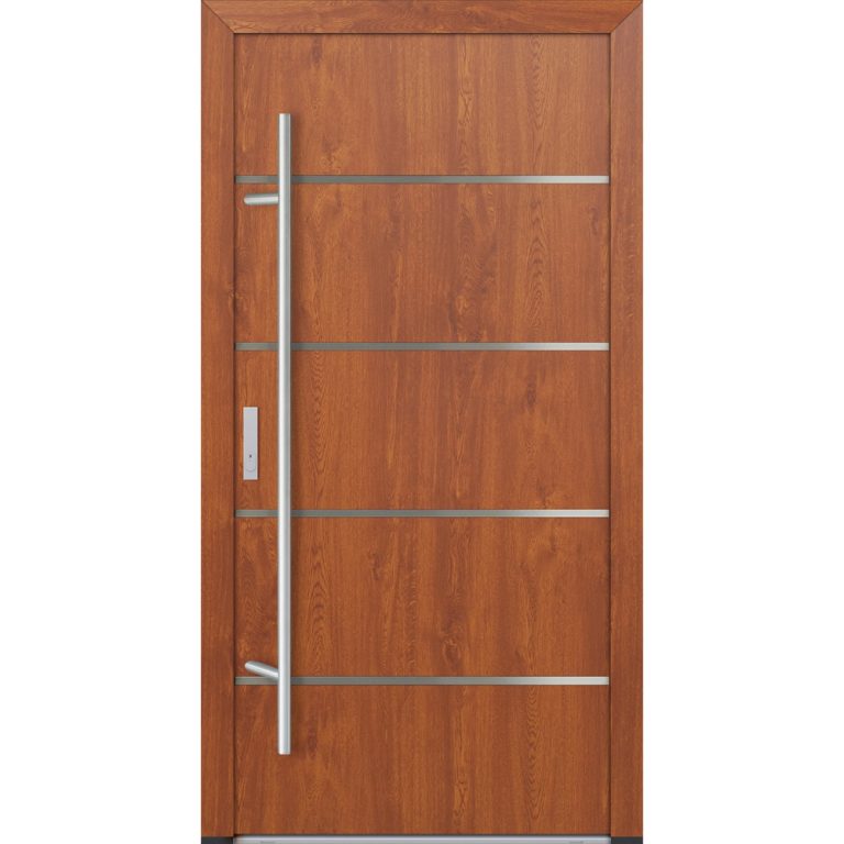 Feldmann und Mayer Aluminium-Haustür DS82 Design M02 in Golden Oak
