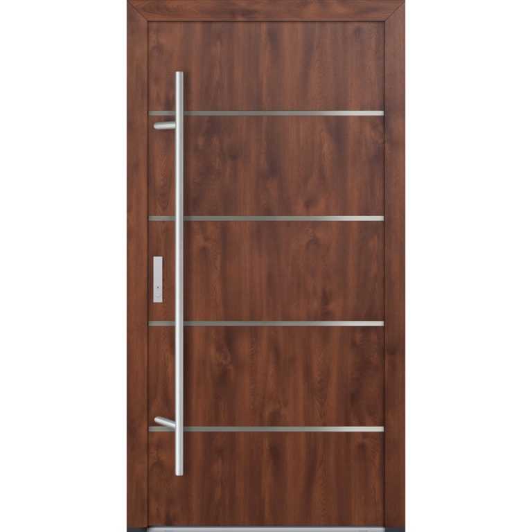 Feldmann und Mayer Aluminium-Haustür DS82 Design M02 in Nussbaum