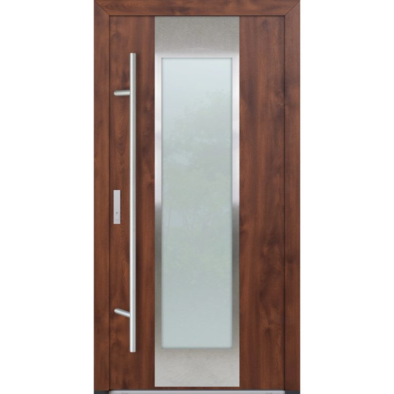 Feldmann und Mayer Aluminium-Haustür DS82 Design M08 in Nussbaum