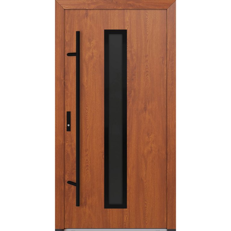 Feldmann und Mayer Aluminium-Haustür DS82 Design Blackline M21 in Golden Oak