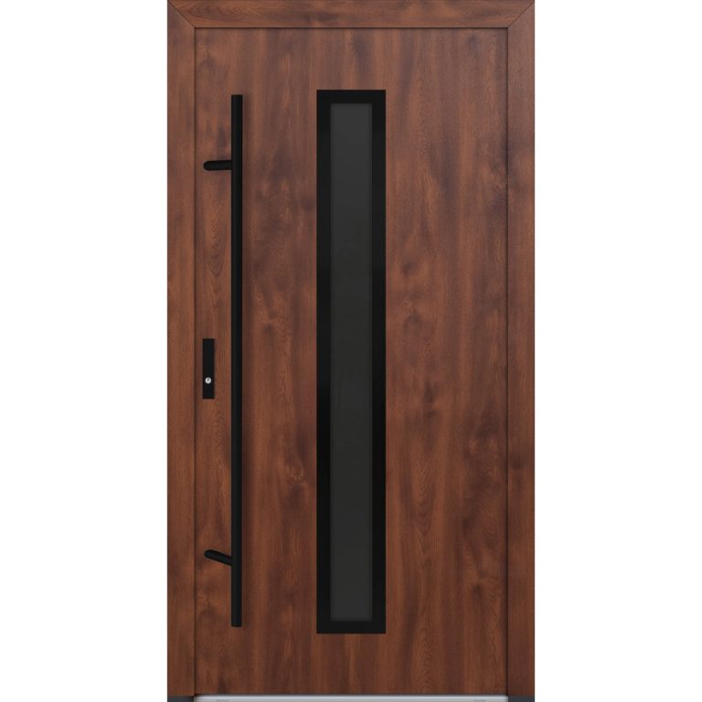 Feldmann und Mayer Aluminium-Haustür DS82 Design Blackline M21 in Nussbaum