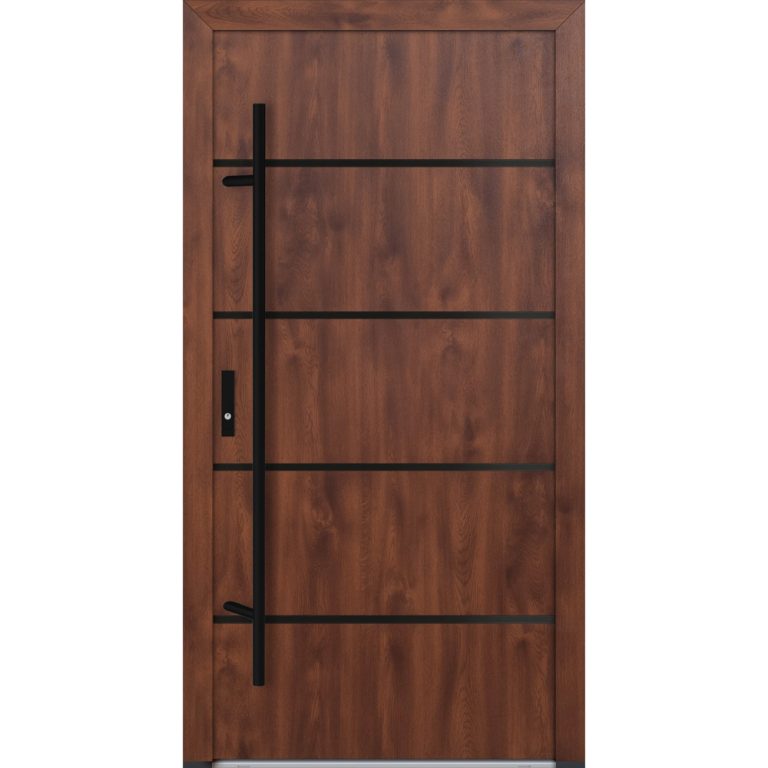 Feldmann und Mayer Aluminium-Haustür DS82 Design Blackline M22 in Nussbaum
