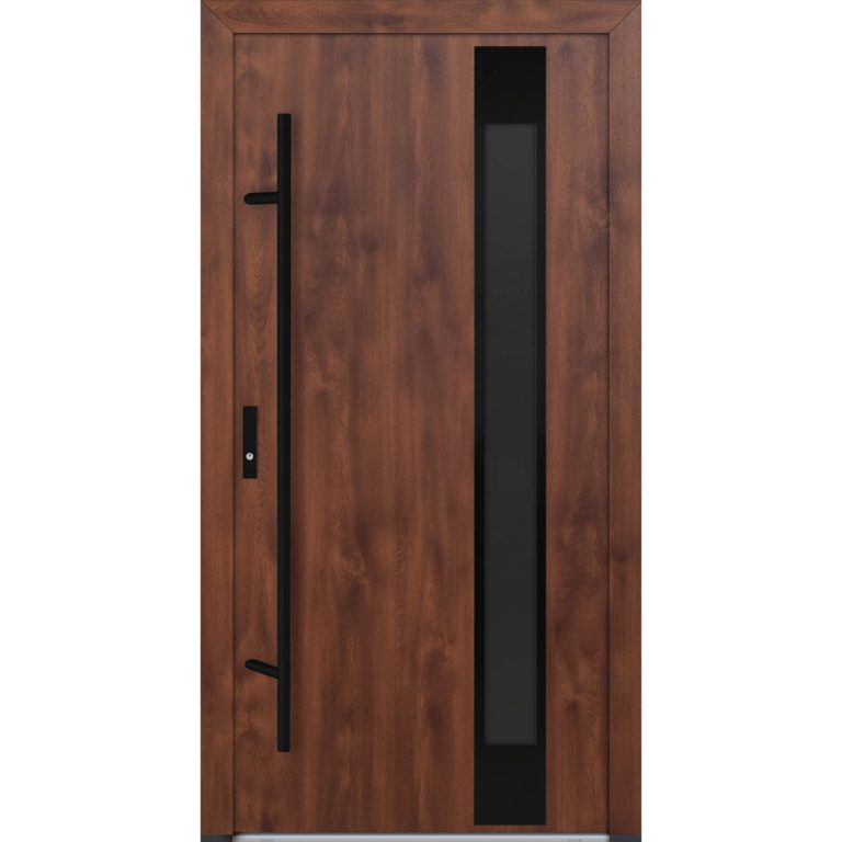 Feldmann und Mayer Aluminium-Haustür DS82 Design Blackline M24 in Nussbaum