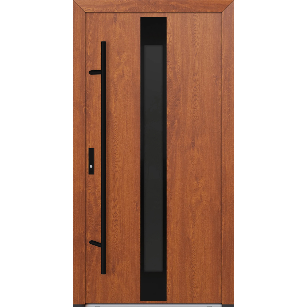 Feldmann und Mayer Aluminium-Haustür DS82 Design Blackline M25 in Golden Oak