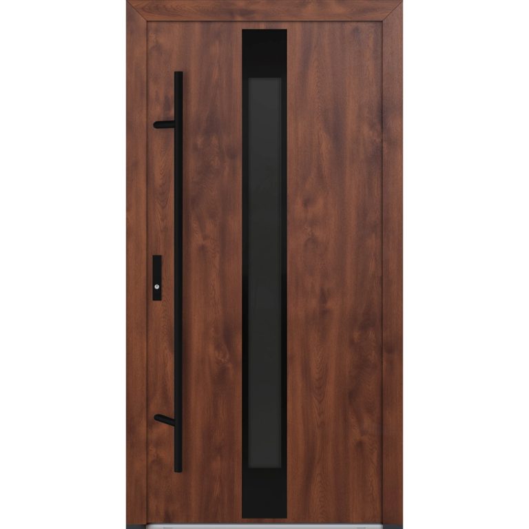Feldmann und Mayer Aluminium-Haustür DS82 Design Blackline M25 in Nussbaum