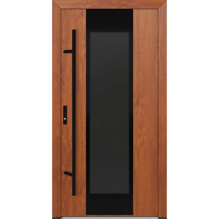 Feldmann und Mayer Aluminium-Haustür DS82 Design Blackline M28 in Golden Oak