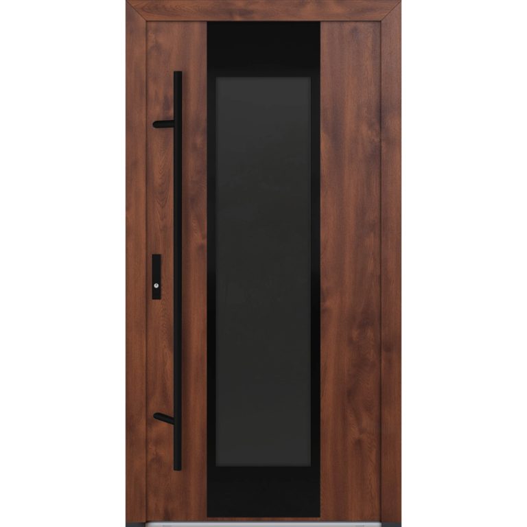 Feldmann und Mayer Aluminium-Haustür DS82 Design Blackline M28 in Nussbaum