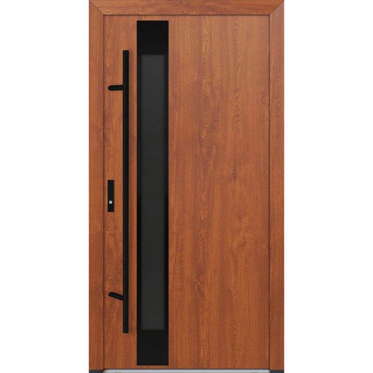 Feldmann und Mayer Aluminium-Haustür DS82 Design Blackline M34 in Golden Oak