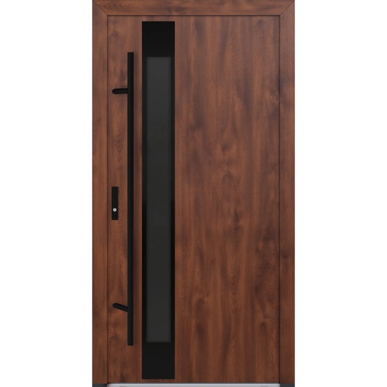Feldmann und Mayer Aluminium-Haustür DS82 Design Blackline M34 in Nussbaum