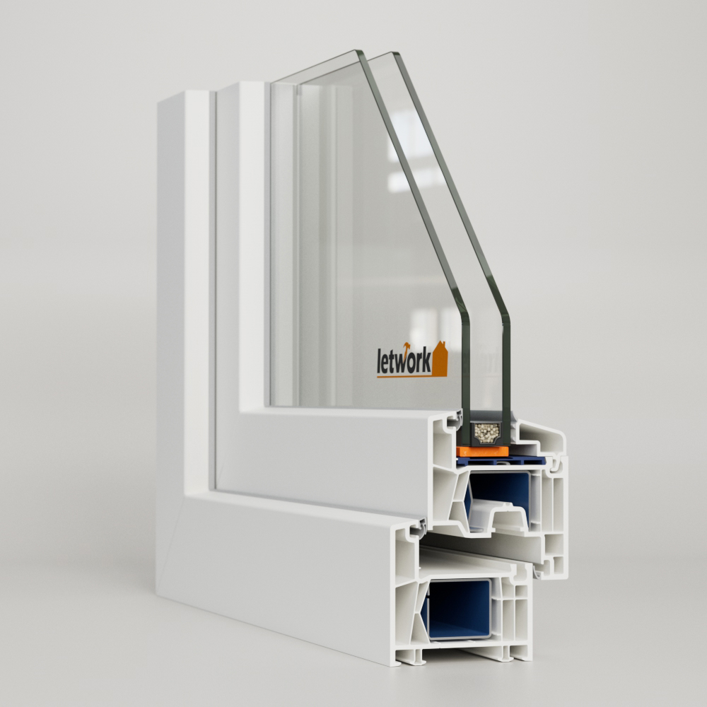 Fenêtre PVC Kömmerling 70 AD blanche avec double vitrage
