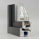 Schueco 82MD Kunststoff Aluminium Musterecke mit Anthrazit Deckschale