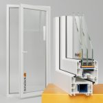 VEKA Kunststoff Balkontüre Softline 76 AD mit Mitteldichtung Ausschnitt Ecke im Vordergrund Balkontüre im Hintergrund