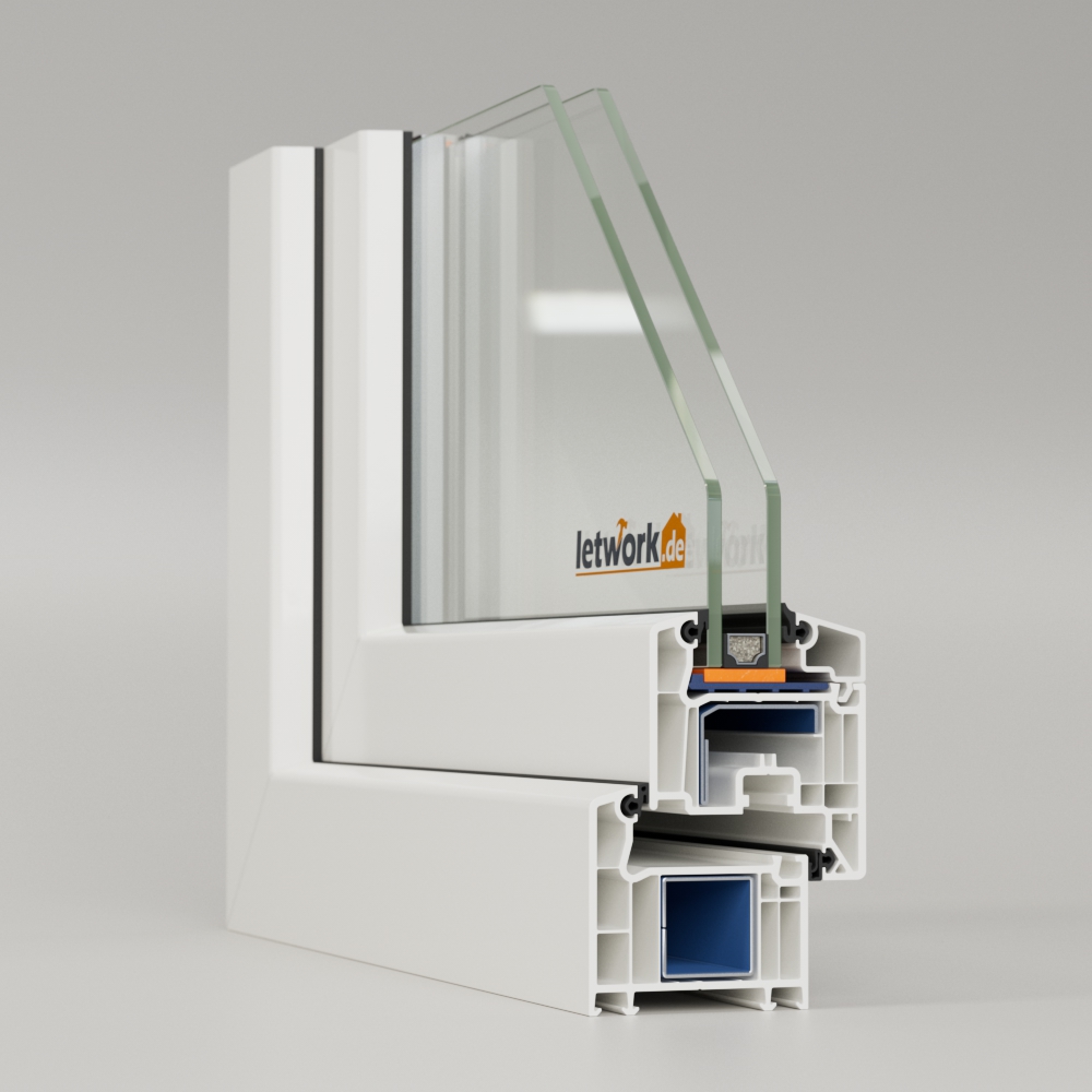 Fenêtre PVC Veka Softline 70 AD en blanc avec double vitrage en coin de fenêtre