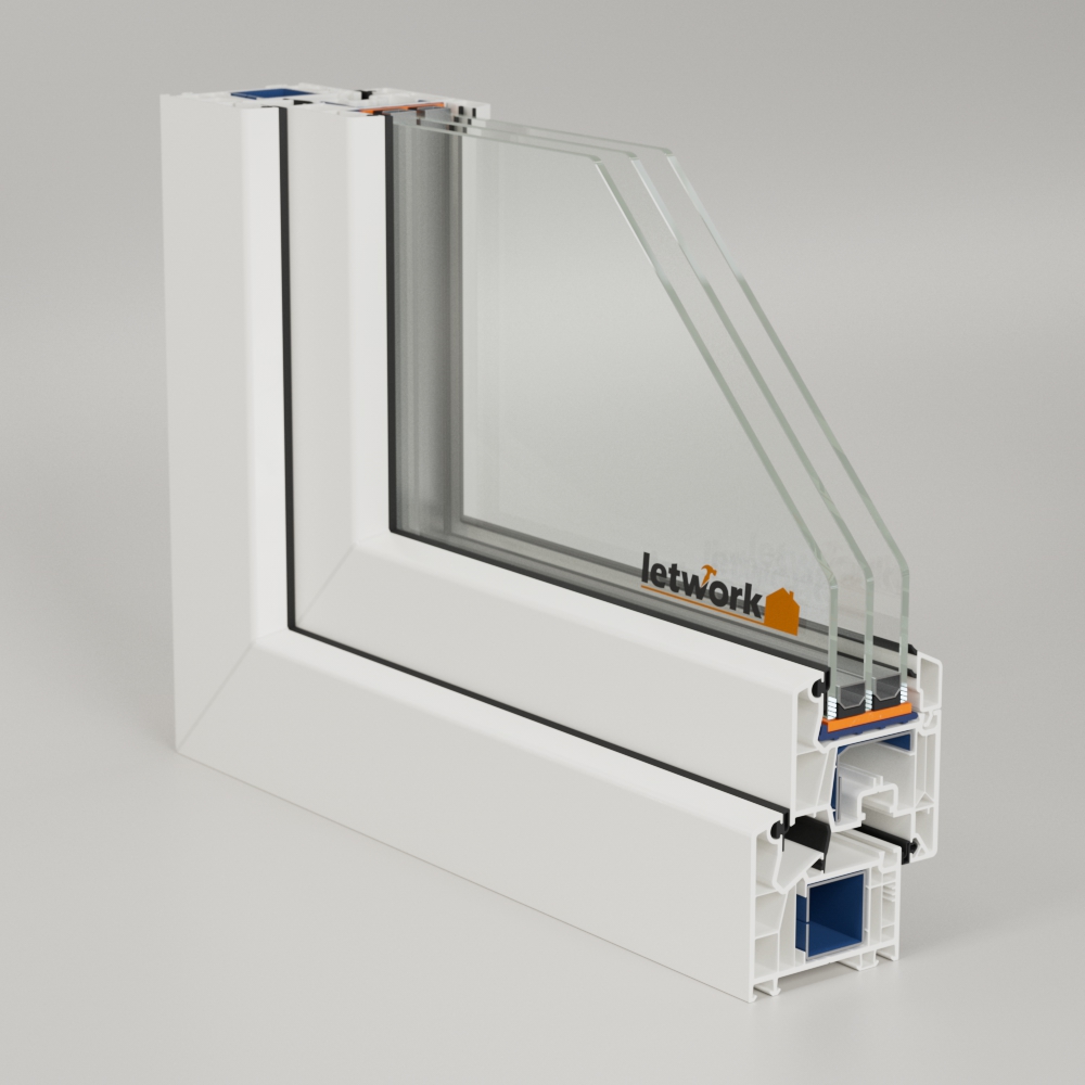 VEKA Kunststofffenster Softline 76 MD Fensterecke mit Anschlagsdichtung
