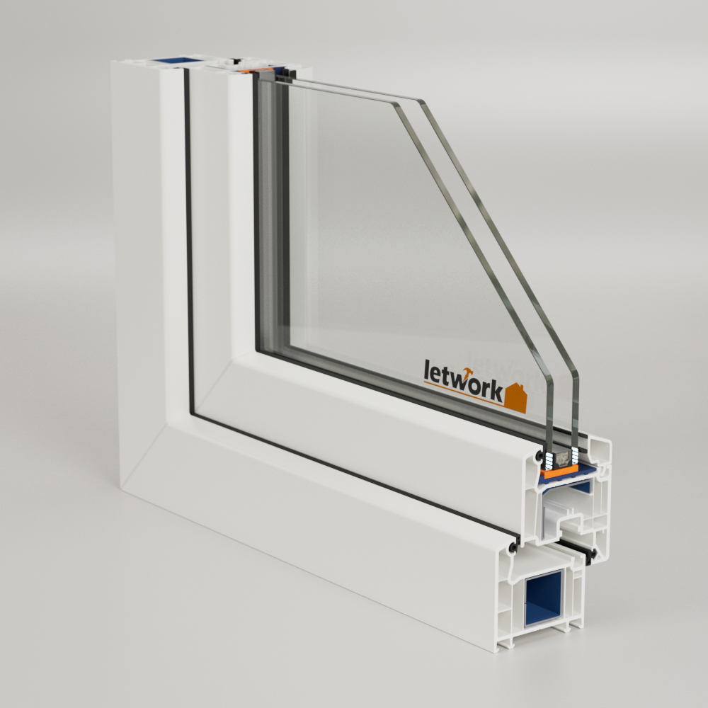 Veka Softline 70 AD Kunststofffenster in weiß mit Zweifachverglasung als Fensterecke von oben